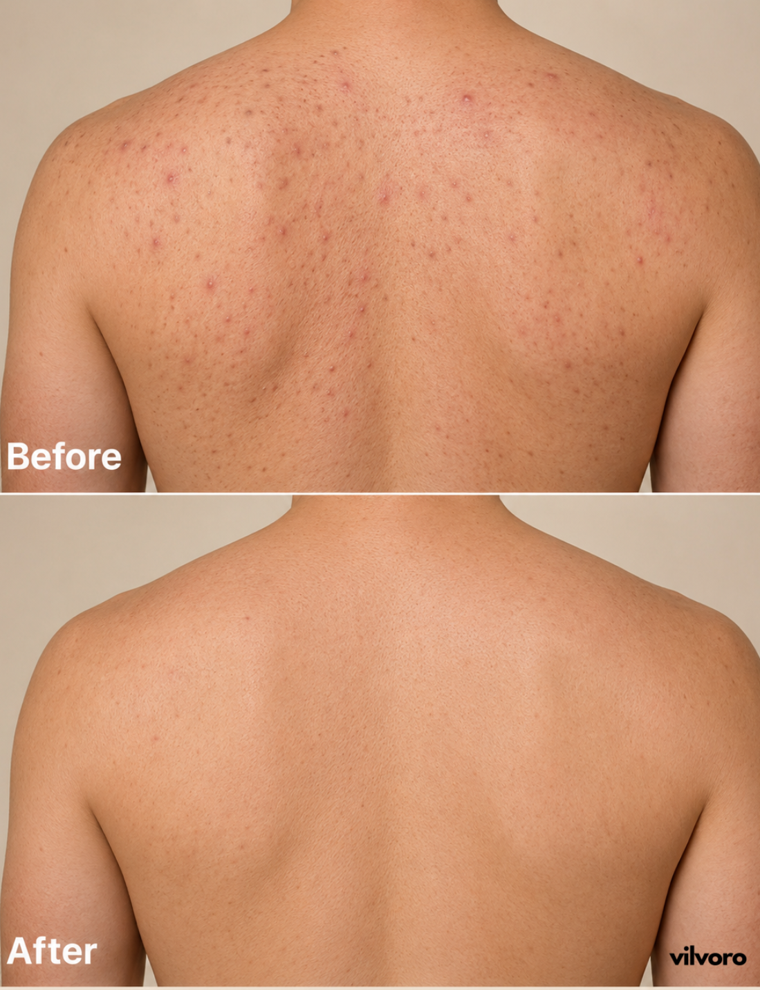 Before and after — back and shoulders